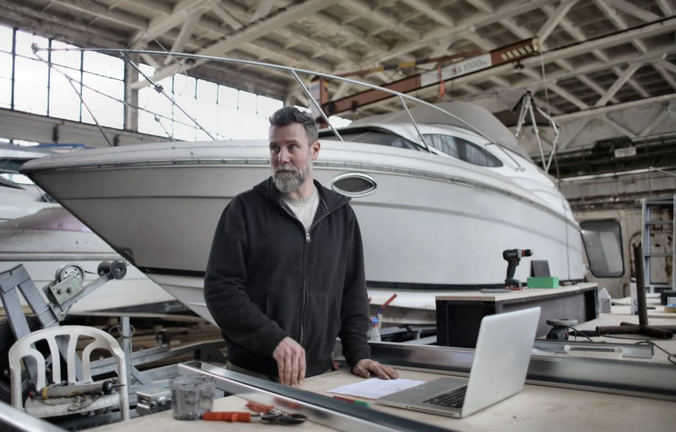 guy working on a boat